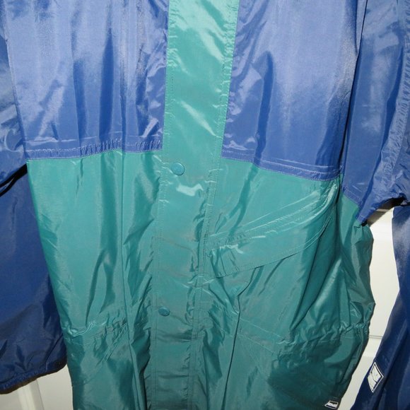 90s/2000s Helly Hansen Helly-Tech Packable Rain Jacket Green Blue XL - Picture 5 of 10